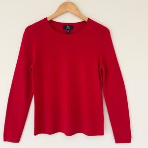 Lands' End 100% Cashmere Vibrant Red Long Sweater, Size Small